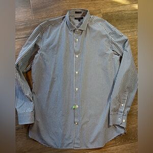 Banana Republic Camden Fit mens' navy gingham button front shirt size XL